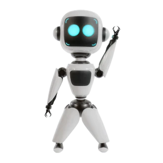 A white robot holding a trophy